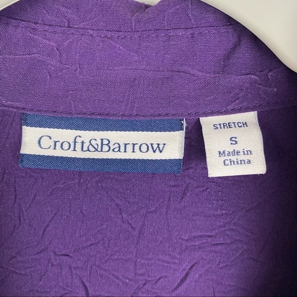 Croft & Barrow Textured Button Down‎ Blouse Women's Small Purple Stretch - Picture 8 of 10